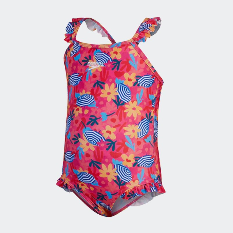 SPEEDO Girls Digital Frill Thinstrap Swimsuit 