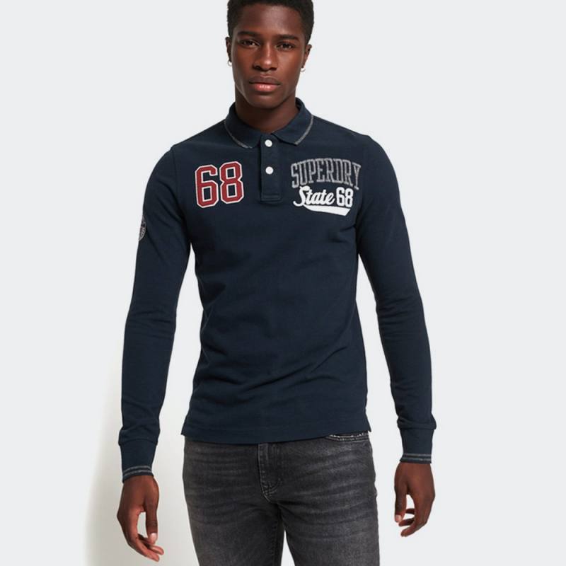 SUPERDRY D3 CLASSIC SUPERSTATE L/S POLO NAVY BLUE