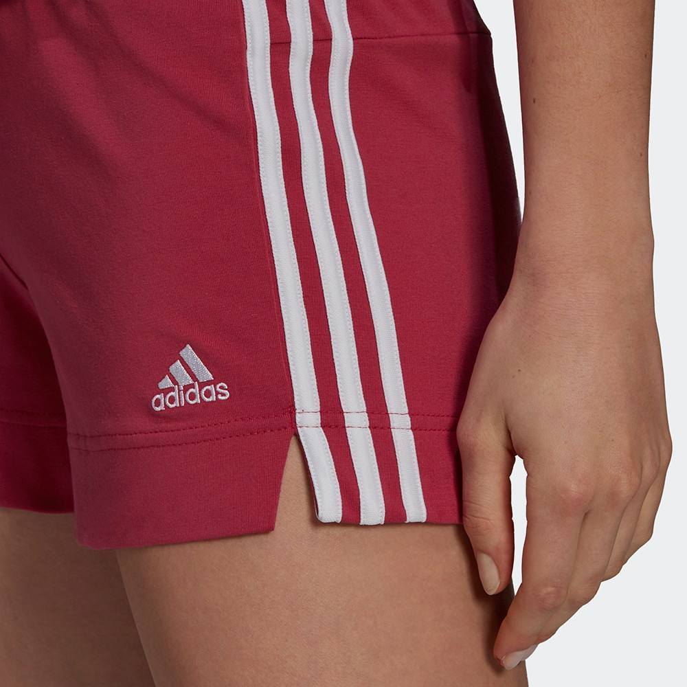 red 3 stripe adidas shorts